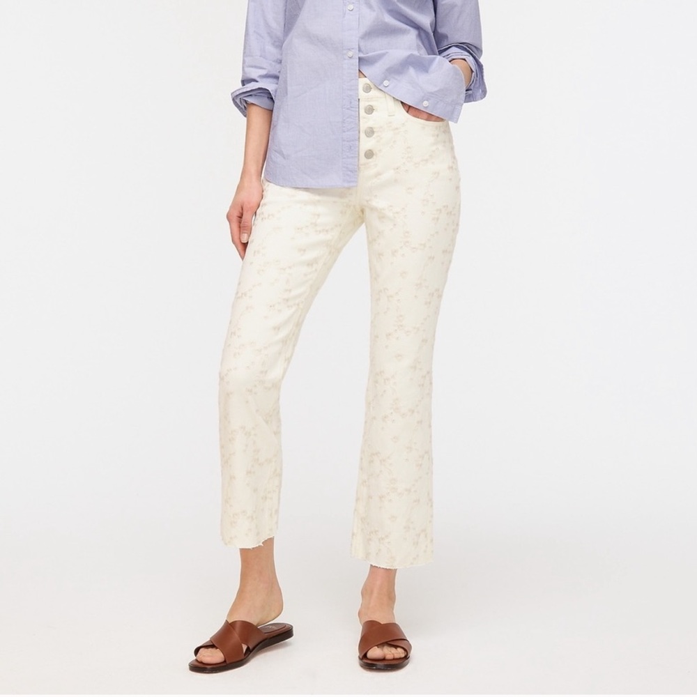 NWT J. Crew Embroidered High Rise Jeans